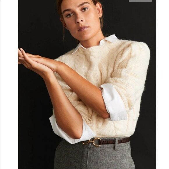 Mango Knitted Chunky Braided Sweater New - Picture 4 of 7